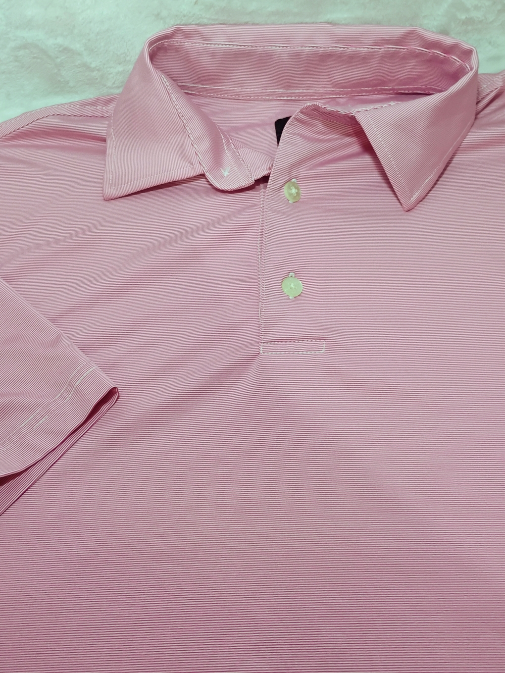 FootJoy Mens Large Pink Subtle Stripe Performance Golf Polo Stretch‎ G
